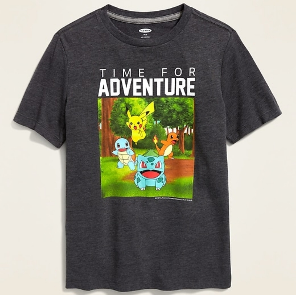 Pokemon Time for Adventure gray boys shirt XL